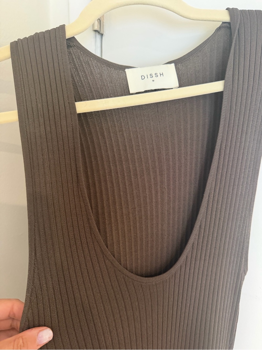 DISSH Ribbed Scoop Tank Dress in Olive